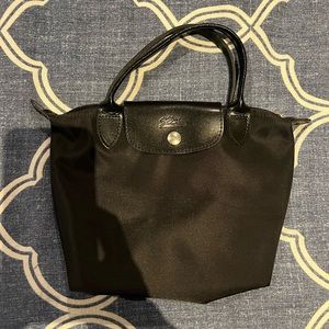 Longchamp small black Le Pliage tote
